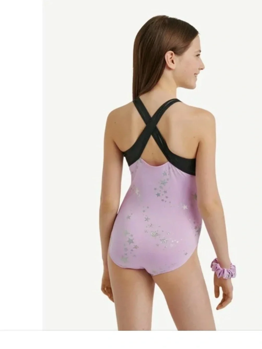 Justice Celestial Foil Print Gymnastics Leotards for Teens with Scrunchie XS
